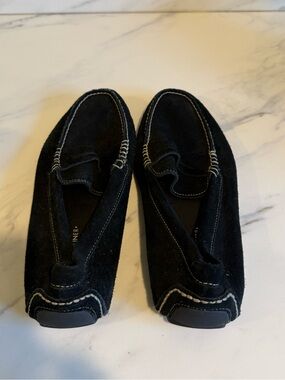 Black suede loafers